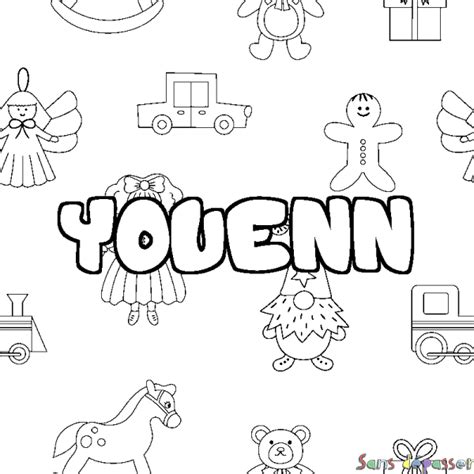 Coloriage Prénom Youenn Décor Jouets Sans Dépasser