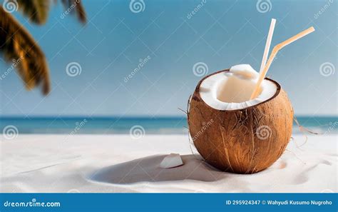 Tropical Coconut Drinks on the Beach Stock Image - Image of lettering ...