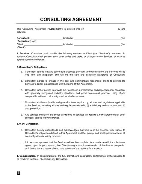 Free Consulting Agreement Template Pdf Word