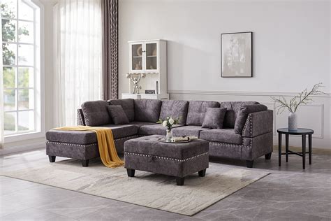 UBGO New Modern Large Upholstered L Shape Sectional Sofa Extra Wide