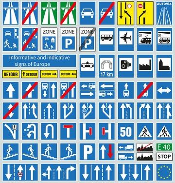 Premium Vector | Informative road signs of europe road signs of europe ...