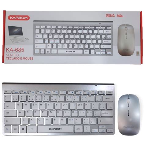 Kit Teclado E Mouse Sem Fio Kapbom Usb 10m 2 4ghz Ka685 Ka 685 Shopee