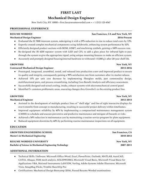 Mechanical Design Engineer Resume Sample - WinifredSoto Blog