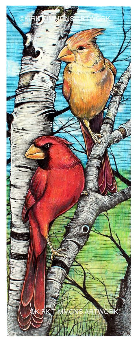 Art Print Cardinal Bird Birds Angel Cardinals Birch - Etsy