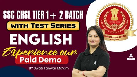 SSC CHSL Tier 1 2 Batch With Test Series English Demo Class By