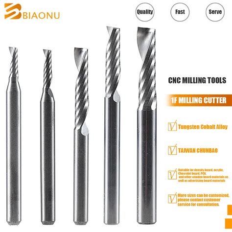 Biaonu 1Pcs 3 175 4 6 8 10 12mm Carbide Single Flute Milling Cutter CNC