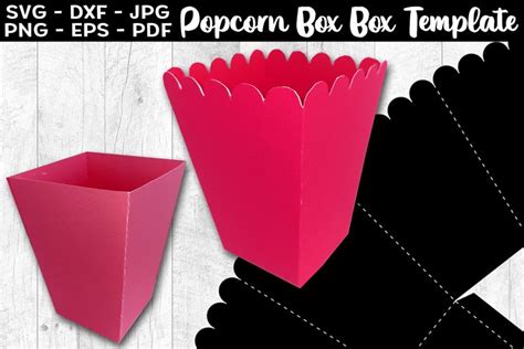 Popcorn Box Template SVG Scallop Popcorn Box