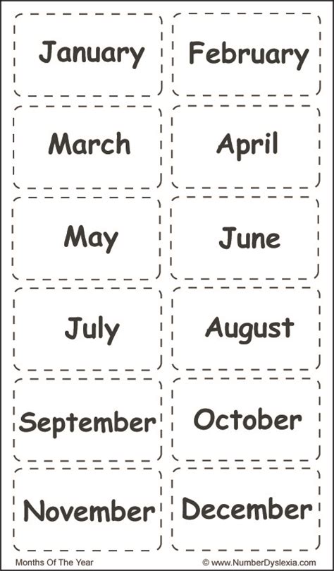 Months Of The Year Printable Chart