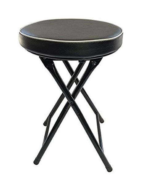 Ethels Home Goods Light Weight Padded Folding Stool Black Cushioned