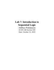 Ecen Docx Lab Introduction To Sequential Logic Adithya