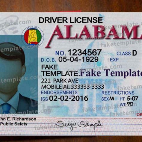 Alabama Driver License Template V1 Fake Template