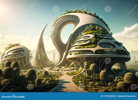 The Future Of Cities Is Here Utopian Vision Of A Green And Futuristic Environment Ai Stock