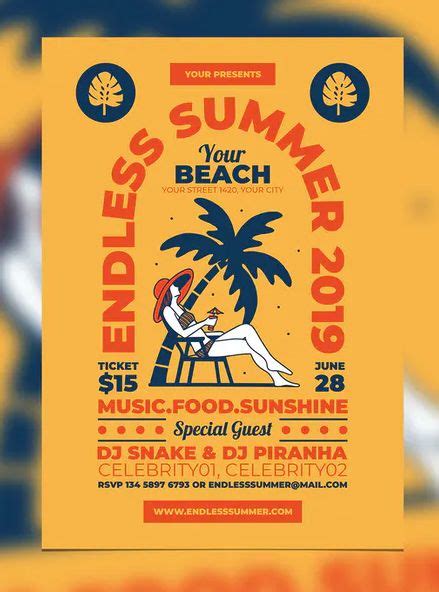 Endless Summer Party Flyer Template AI PSD