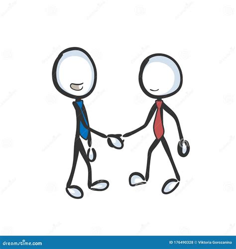 Business Stick Figures Shaking Hands