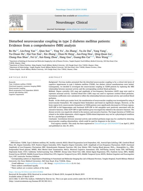 Pdf Disturbed Neurovascular Coupling In Type Diabetes Mellitus