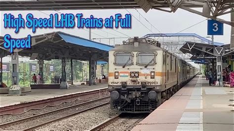 High Speed Lhb Trains At Full Speed With Wap7 And Wap5 Locomotives Through Eastern Part Of India