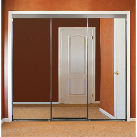 3 Panel Mirror Door Sliding Doors Interior And Closet Doors The Home Depot