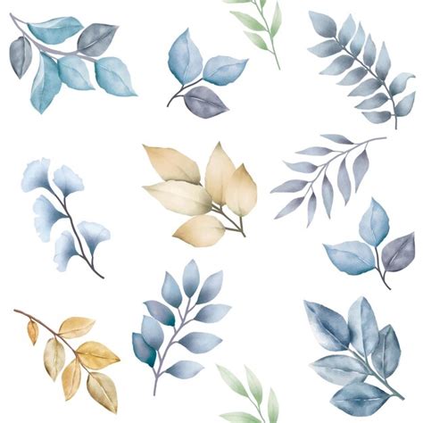 Premium Vector Navy Blue Leaves And Gold Seamless Pattern Watercolor