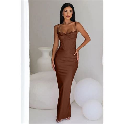 Brand House Of CB Charmaine Chocolate Corset Maxi Depop