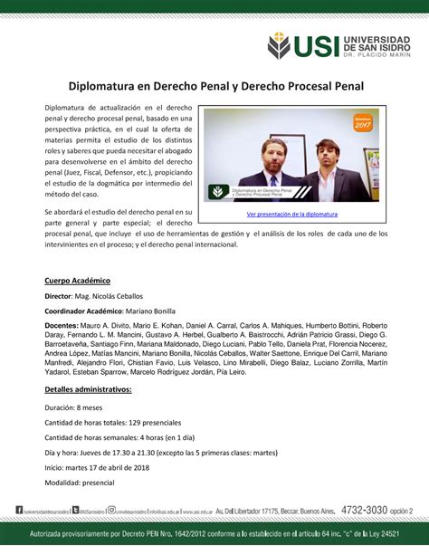 Ddp Diplomatura Derecho Penal Y Derecho Procesal Penal