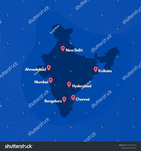 India Map Major Indian Cities Marked Stock Illustration 2174319175 ...