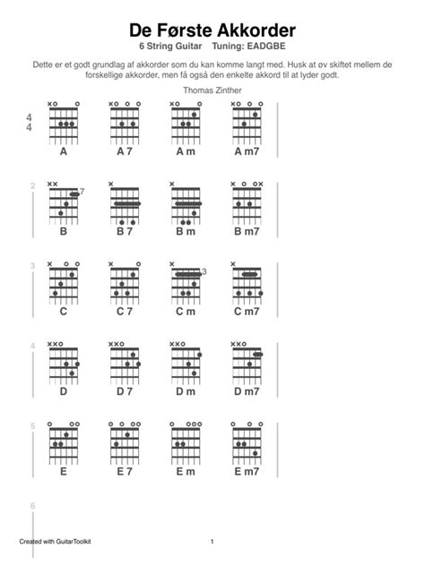 Open Chords On Guitar - Guitartoolkit | PDF