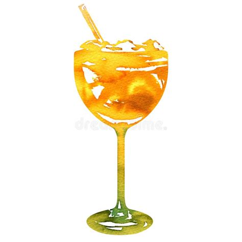 Watercolor Cold Punch Cocktail Glass Stock Illustration Illustration