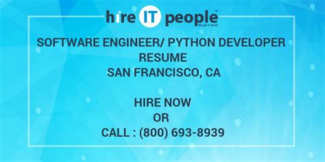 Software Engineer Python Developer Resume San Francisco Ca Hire It People We Get It Done