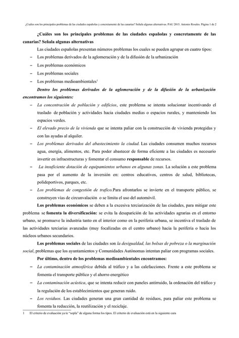 Cu Les Son Los Principales Problemas De Las Ciudades Espa Olas Y