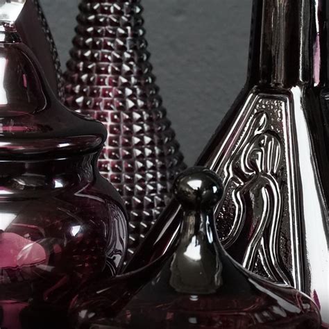 1960s Purple Glass Set Of Ten Italian Empoli Genie Bottles Vases And