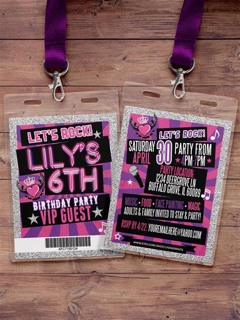 Retro Neon Vip Pass Backstage Pass Vip Invitation Etsy