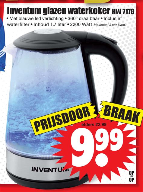 Inventum Glazen Waterkoker Aanbieding Bij Dirk 1Folders Nl