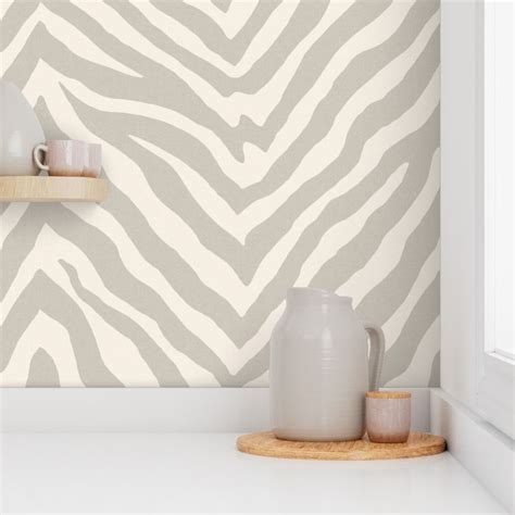 Zebra In Cashmere Gray Wallpaper Spoonflower