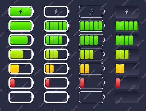 premium vector set  charged  discharged battery icons