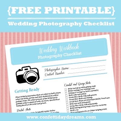 Wedding Photography Checklist FREE Printable