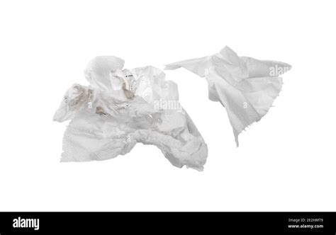 Used Screwed Paper Tissue Isolated On White Background Crumpled Tissue