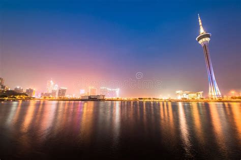 Stunning View of Macau at Night Macau Tower Editorial Photography ...