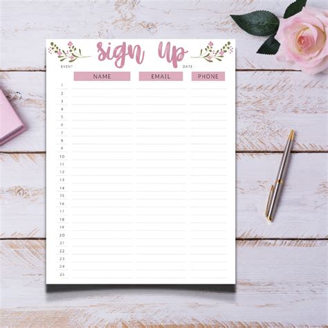 Sign up Sheet Editable Sign up Sheet Template Event Sign up Canva ...