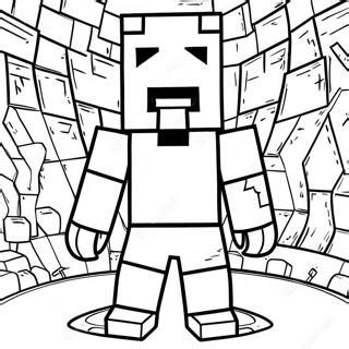 Minecraft Steve With Diamond Armor Coloring Page