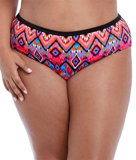 Elomi Tribe Vibe Bikini Brief Mid Rise Size 24 Black Pink Tribal