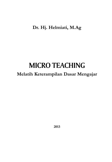 Solution Micro Teaching Melatih Keterampilan Dasar Mengajar Studypool