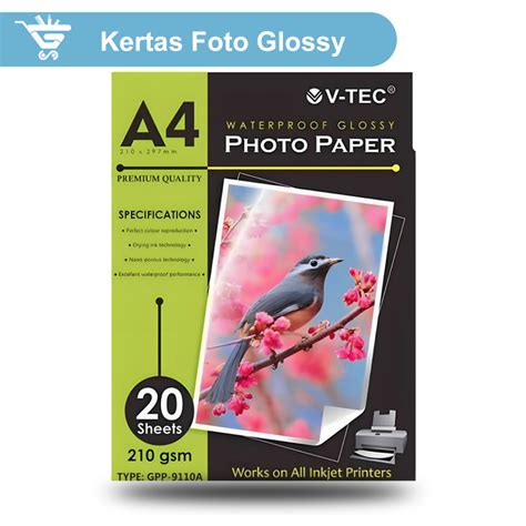 Jual V Tec Glossy Photo Paper A Gsm Kertas Foto Kertas Foto