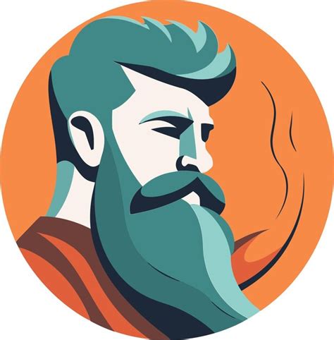 A Man With A Beard And Mustache Is Shown In An Orange Circle Premium