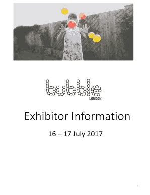 Fillable Online Exhibitor Information Bubble London Fax Email Print