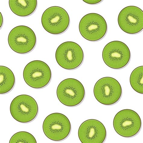 Rebanada De Fruta De Kiwi De Patrones Sin Fisuras Sobre Un Fondo Blanco