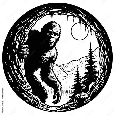 Bigfoot Scene Big Foot Yeti Sasquatch Cryptid Vector Laser Cut