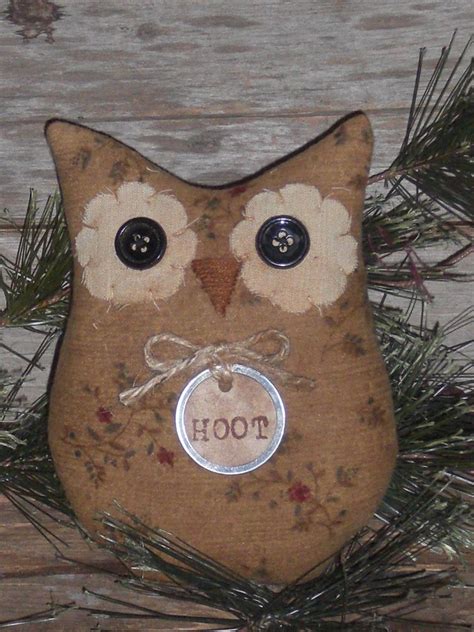 Primitive Whimsical Halloween Hoot Owl Bowl Filler Ornie Shelf Sitter