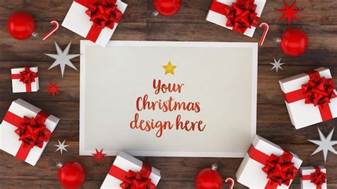 Premium Psd Christmas Postcard Mockup With Goft Boxes