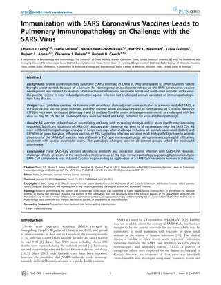 Immunization With Sars Coronavirus Vaccines Leads To Pulmonary