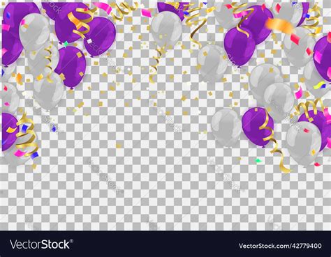 Balloons purple white color birthday Royalty Free Vector